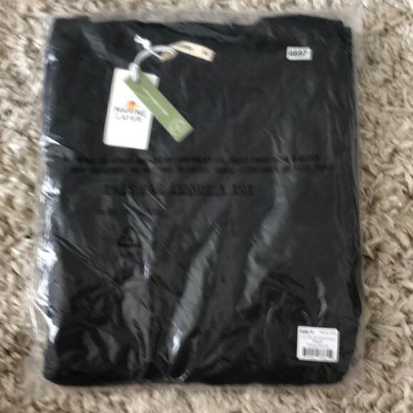 Marine Layer Lexi Dress Rib Short Sleeve Scoop Neck Bodycon Midi Black NWT XS - Picture 2 of 7